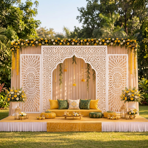 Panneaux arrière découpés au laser couleur personnalisée, style arabe, décoration de mariage musulman moderne, métal de luxe léger, taille personnalisée - Product Image 2