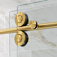 Kits de quincaillerie pour portes coulissantes en verre sans cadre de salle de bain, système de rail en acier inoxydable avec roulettes de 70 mm pour douche