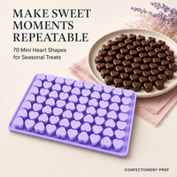 Moule en silicone pour confiserie, 70 cavités, violet, réutilisable, pour boulangerie commerciale, en forme de cœur, pour faire des bonbons