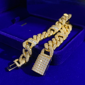 Bijoux Hip Hop personnalisés à la mode, chaîne de tennis en argent sterling 925 avec moissanite brésilienne VVS pour hommes - Product Image 4