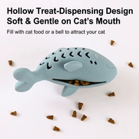 Jouet distributeur de friandises pour chat en silicone en forme de poisson creux, vente en gros