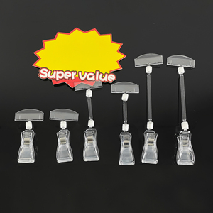 25 Piece Plastic Sign Holder Clipss Rotatable <b>Clips</b> Stand for Merchandise Double Display - Product Image 1