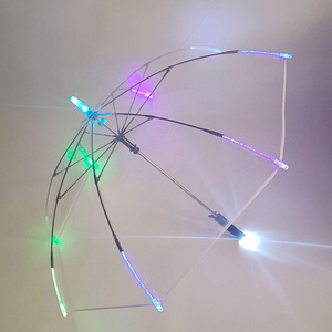 Paraguas Transparentes de Plástico con Luces LED en el Mango, Cambio de Baterí<span class=keywords><strong>a</strong></span> al por Mayor - Product Image 4