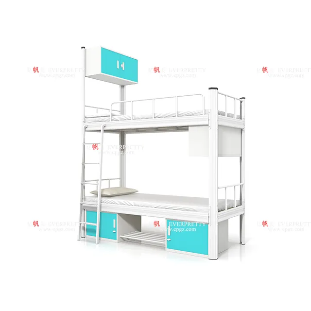 Home Furniture Hostel Hotel Dorm Cheap Two Deck Twin Over Twin Bunk Bed Metal Steel Iron Double Bed