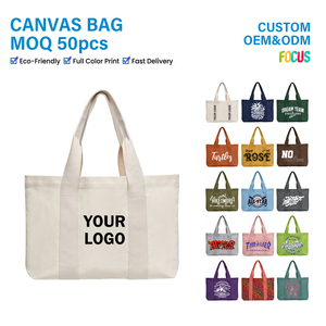 Sacs de courses en <span class=keywords><strong>toile</strong></span> de coton recyclé personnalisables avec logo couleur, sacs fourre-tout vierges imprimés, sacs de courses en <span class=keywords><strong>toile</strong></span> avec fermeture éclair - Product Image 1