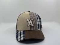 Casquette de baseball unisexe personnalisée en daim, coton et patchwork colorblock à carreaux avec broderie de lettres