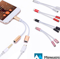 Type C Audio Splitter Usb C Tot 3.5Mm Audio Aux Charger Adapter