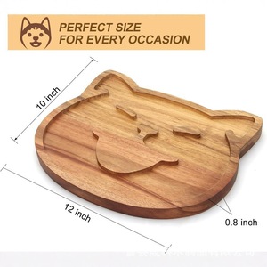 Wooden Cat <b>Tray</b> Acacia Solid Wood Serving Platter For Breakfast Tea Coffee Party <b>Snacks</b> - Product Image 4