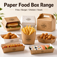 Boîtes pliables en papier kraft pour frites à emporter, emballages pour la restauration rapide