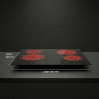Kompor Listrik Keramik Built-in LONGTEK 4 Zona Masak Kontrol Sentuh Sensor Kelas Efisiensi Energi Bersertifikasi CE untuk Penggunaan Rumah Tangga