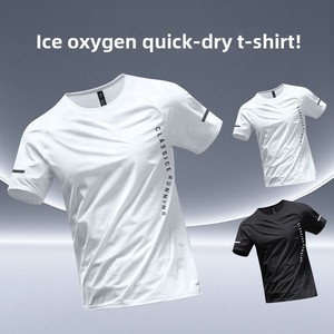 Camiseta Deportiva de Manga Corta para Hombre, Transpirable, de Secado Rápido, Lisa, Deportiva, Verano 2025, Nueva, de Seda de Hielo, Delgada, Informal, para Correr - Product Image 2