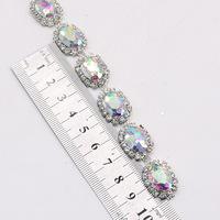 Chaîne de garniture décorative de luxe en cristal et strass, avec placage, pour embellissement, applique nuptiale et accessoires vestimentaires