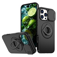 Untuk Case 12/13/14/15/16/17/18pro/max Dudukan Putar Magnetik Pelindung Lensa Geser Tahan Asam Tahan Guncangan TPU+PC