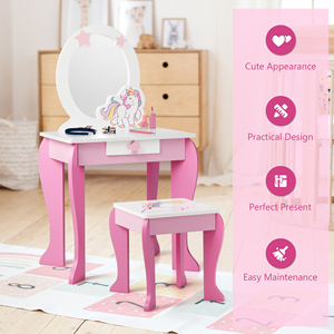 Vintage Classic Girl Frozens Kids Singapore <strong>Mirrored</strong> <strong>Consoles</strong> Dressing Table With Mirror for Girls - Product Image 3