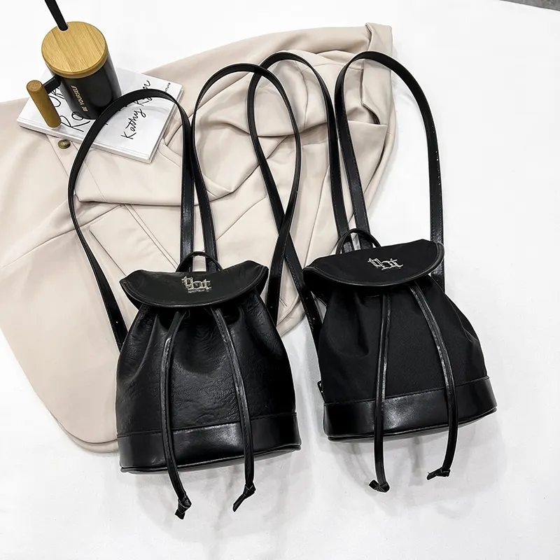 नई फैशन महिला बाल्टी बैग आधुनिक पु चमड़ा ड्रॉस्ट्रिंग बैग महिलाओं के लिए दैनिक प्रयुक्त ड्रॉस्ट्रिंग बैकपैक