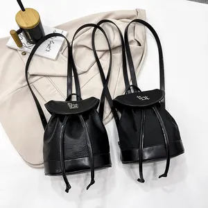 New Fashion Women Bucket Bags Modern PU Leather Drawstring Bag Ladies Daily Used Drawstring Backpack