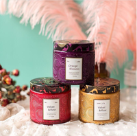 8x8,8CM Geprägte Bernsteinfarbene Aromatherapie-Kerzengläser mit Metalldeckeln Leere Kerzenhalter für Hochzeiten