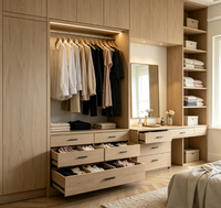 Armoire sur mesure avec coiffeuse intégrée, dressing moderne en bois massif, meuble de rangement pour chambre à coucher