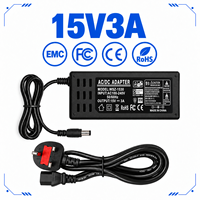Adaptateur d'alimentation sur mesure en gros 15V 3A avec prise UK 45W, style bureau, pour système de caméra de vidéosurveillance, appareils électriques et bureaux assis-debout