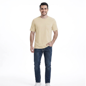 T-shirt à manches courtes pour homme, coupe classique, uni, en coton doux et respirant, tissu non tissé, style streetwear, tenues décontractées - Product Image 1