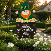 Piquets de jardin en métal 3D OEM ODM, motif lutin et gnome, pour décoration extérieure de fête de la Saint-Patrick