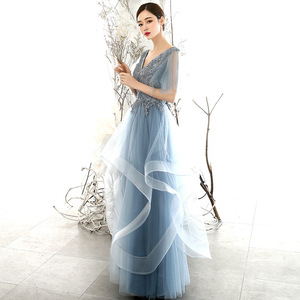 High Quality Pure Color Light <strong>Blue</strong> Chiffon <strong>Royal</strong> Backless Bridesmaid Wedding <strong>Party</strong> <strong>Dress</strong> Long Evening <strong>Dress</strong> - Product Image 3