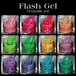 JTING Super Flashing 12 couleurs Néon Réfléchissant Gel Polish Set OEM Private Label Diamond Glitter Disco Gel Nail Polish Supplies - Product Image 2