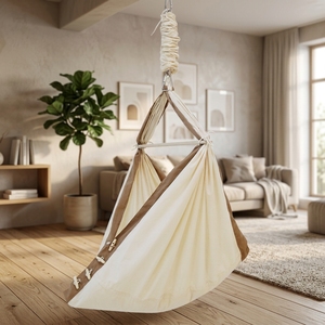 <span class=keywords><strong>Hamaca</strong></span> para Bebé de Algodón GOTS OEM con Resorte, Columpio para Bebé, Cuna Personalizada para Dormir, <span class=keywords><strong>Hamaca</strong></span> Automática para Dormir para Recién Nacidos - Product Image 1