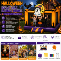 Château gonflable d'Halloween en PVC durable 5x5x3,6m, installation facile pour les fêtes d'enfants, les événements scolaires, les carnavals, les jeux en plein air