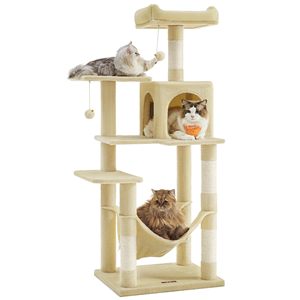 Arbre à chat en bois StarMonn, tour pour chat, condo multi-niveaux en peluche avec 4 poteaux à gratter - Product Image 1