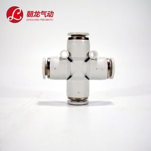 ข้อต่อพลาสติกแบบเร็ว Zhaolong Pneumatic รุ่น PZA4 ขนาด 6 8 10 12 แบบไขว้สี่ทาง สำหรับการเชื่อมต่อแบบเกลียวมาตรฐานอังกฤษ - Product Image 1