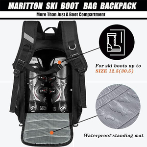 55L Ski <b>Boot</b> Bag Backpack with Helmet Goggle Compartment Waterproof <b>Standing</b> Mat Snowboard <b>Boots</b> Gear Travel Pack for Men Women - Product Image 4
