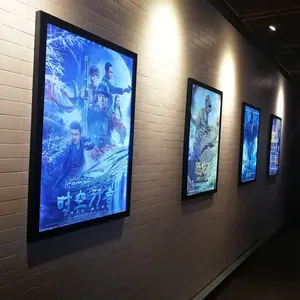 Wall Mount quảng cáo nhôm lightbox khung từ Led Movie Cinema Áp phích hộp Đèn