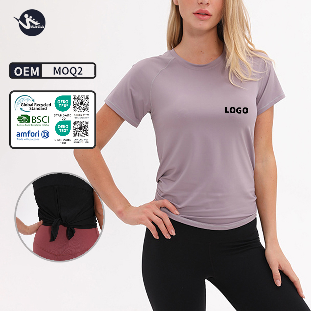 New Breathable Yoga T-Shirt Women Short Sleeve Round Neck Running Fitness Yoga Top Sports Cotton T-Shirt