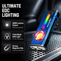 Lampe torche LED portable AC07, 3600 lumens, faisceau de 380 m, torche magnétique avec lumière latérale RVB, lumière rouge UV395, rechargeable par USB-C