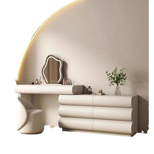 Coiffeuse <span class=keywords><strong>Scandinave</strong></span> Chic en Bois Massif, Style Crème, avec Éclairage Luxe, Coiffeuse Minimaliste pour Chambre Principale - Product Image 4