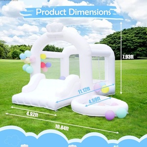 Bianco gonfiabile casa di rimbalzo all'aperto saltatore gonfiabile castello per il partito dei bambini gonfiabile buttafuori con scivolo - Product Image 5