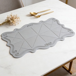 Hot Sale Rectangle Embossed Lace Waterproof Reusable <b>Silicone</b> Placemats Custom Color & Logo Home Kitchen Dish <b>Mat</b> - Product Image 2