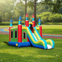 Promotion : Grande structure gonflable commerciale personnalisée en PVC pour l'extérieur, avec toboggan et zone de saut, garantie 3 ans