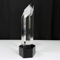 MH-NJ00672 verre trophée de plaque de cristal avec base noire cristal trophée