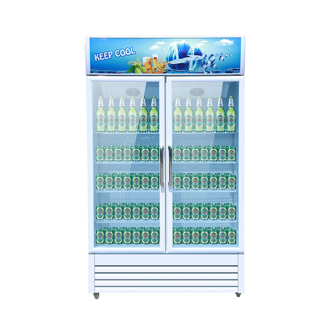 Commercial Upright Display Cooler Cold Drinks Fridge Refrigerator and Showcase Fan Cooling Mode Freezer for Supermarket