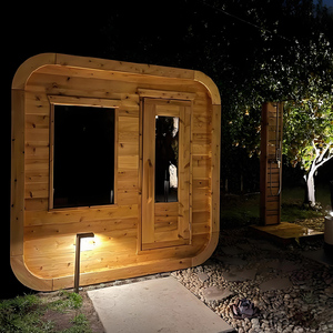 3-persona in legno solido cedro rosso all'aperto Sauna quadrato Design moderno con funzione di vapore bagnato riscaldamento elettrico per appartamenti - Product Image 4