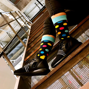 Chaussettes pour hommes à pois colorés, amusantes, décontractées, en coton, best-seller transfrontalier, nouveauté, chaussettes habillées - Product Image 4