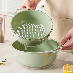 Panier égouttoir double couche en plastique pour cuisine domestique, pour laver les légumes et les fruits, à utiliser sous l'évier - Product Image 4