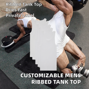 Customizable <b>Mens</b> Ribbed Tank Top Sleeveless Undershirt <b>Singlet</b> Muscle Training Vest Bulk Wholesale Private Label Breathable - Product Image 2