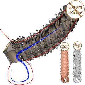 Funda para Pene de 23 cm, Retrasa la Eyaculación, Venta al por Mayor, Funda de Silicona Plástica Barata, Extensión de Pene Natural - Product Image 1