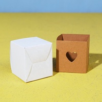 Boîte à cadeaux personnalisée pour bonbons, macarons, chocolats, en carton blanc, papier kraft, boîtes à cœur creuses avec poignée