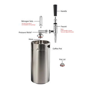 Grifo de café Nitro Cold Brew Coffee Maker <span class=keywords><strong>Kit</strong></span>, Home Brew Acero inoxidable Nitrógeno Grifo de café con dispensador de barril de bloqueo de bola - Product Image 6