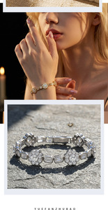 Bracelet en argent 925 pour femme avec moissanite, forme fleur, taille brillant rond, sertissage griffe, bijou de mariage classique, jonc - Product Image 6