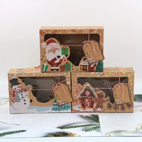 Boîtes en papier kraft pliables personnalisées pour Noël, boîtes de rangement pour cadeaux avec fenêtre pour biscuits, bonbons, emballages alimentaires